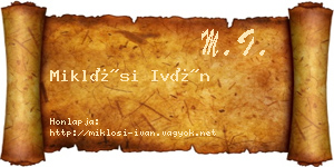 Miklósi Iván névjegykártya